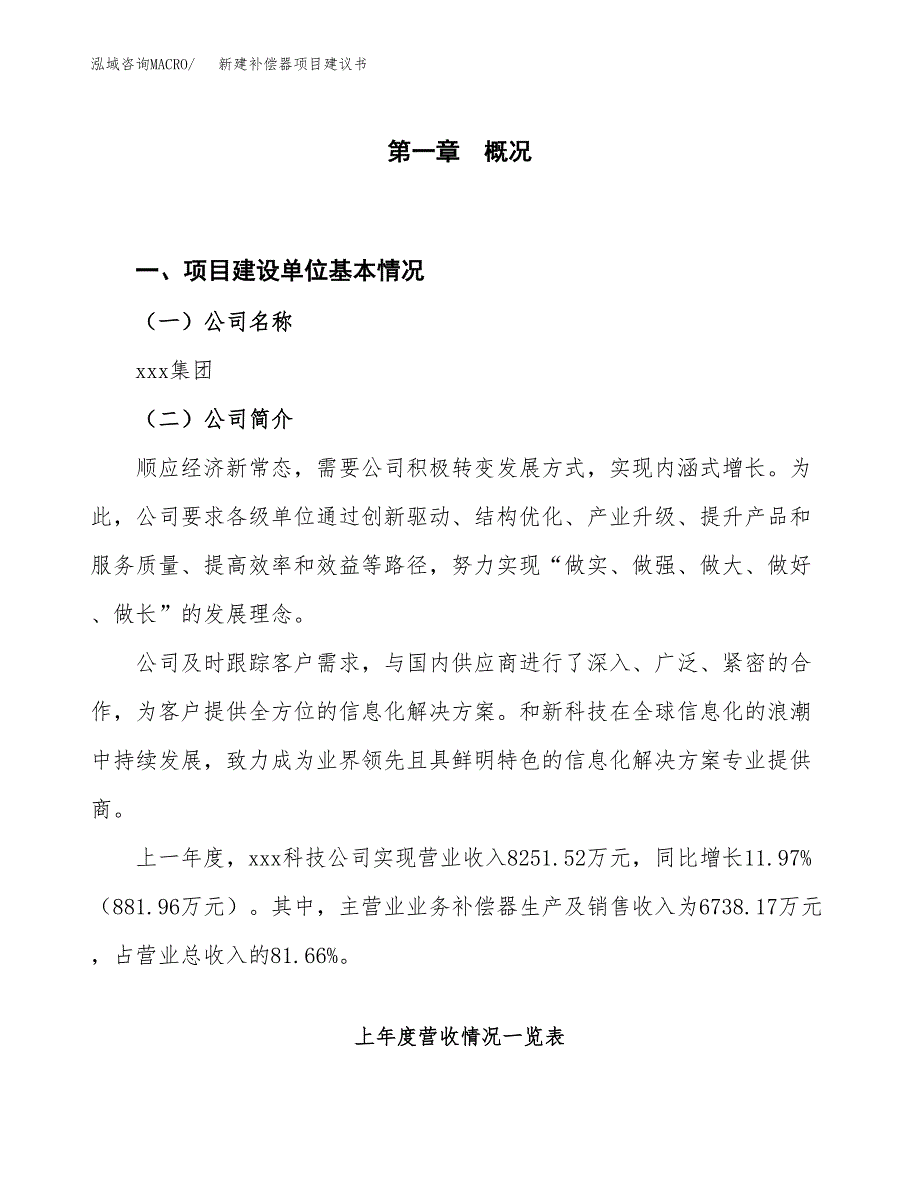 新建补偿器项目建议书（总投资11000万元）_第1页