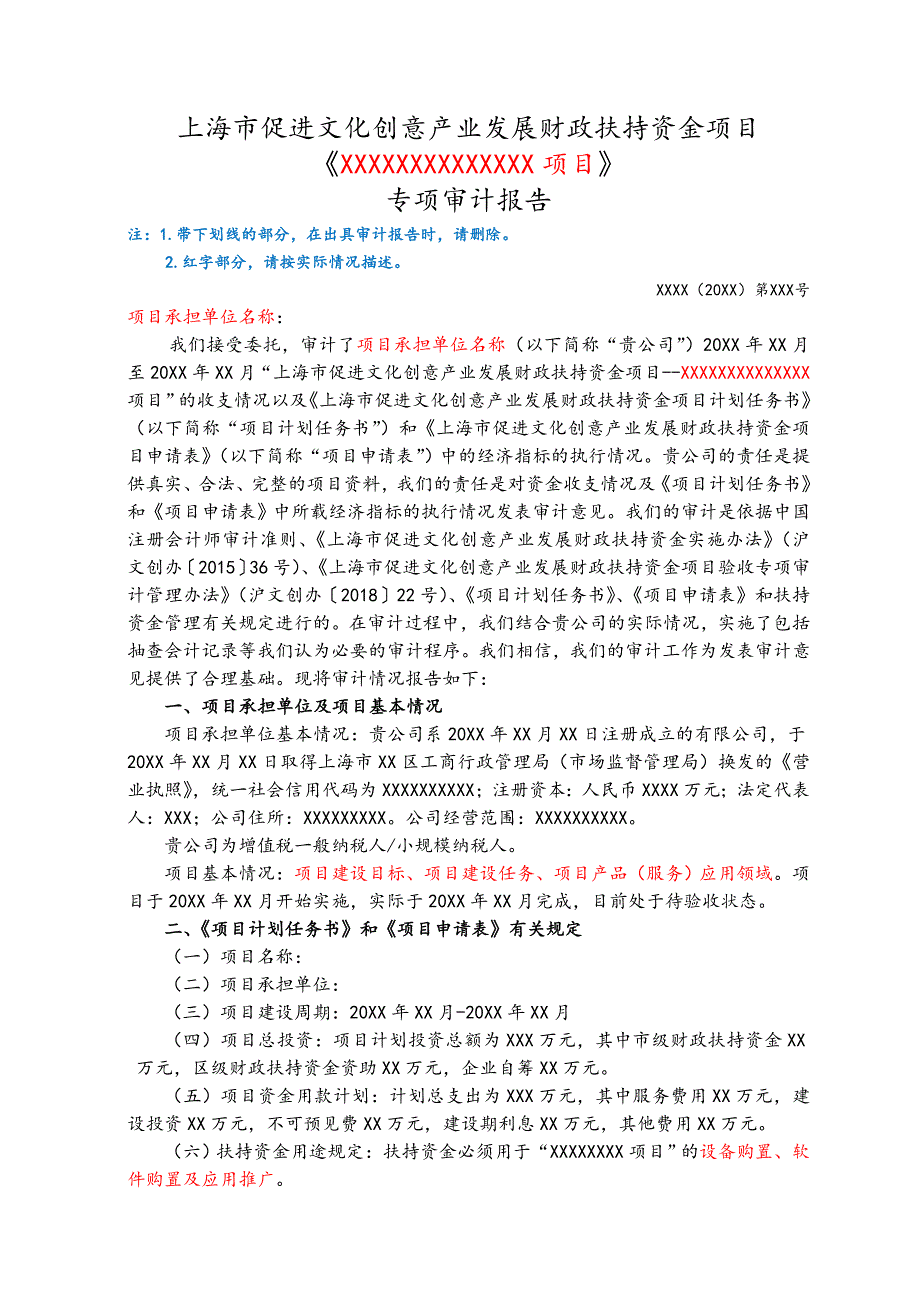 市文创项目专项审计报告参考模版(2018年7月))_第2页