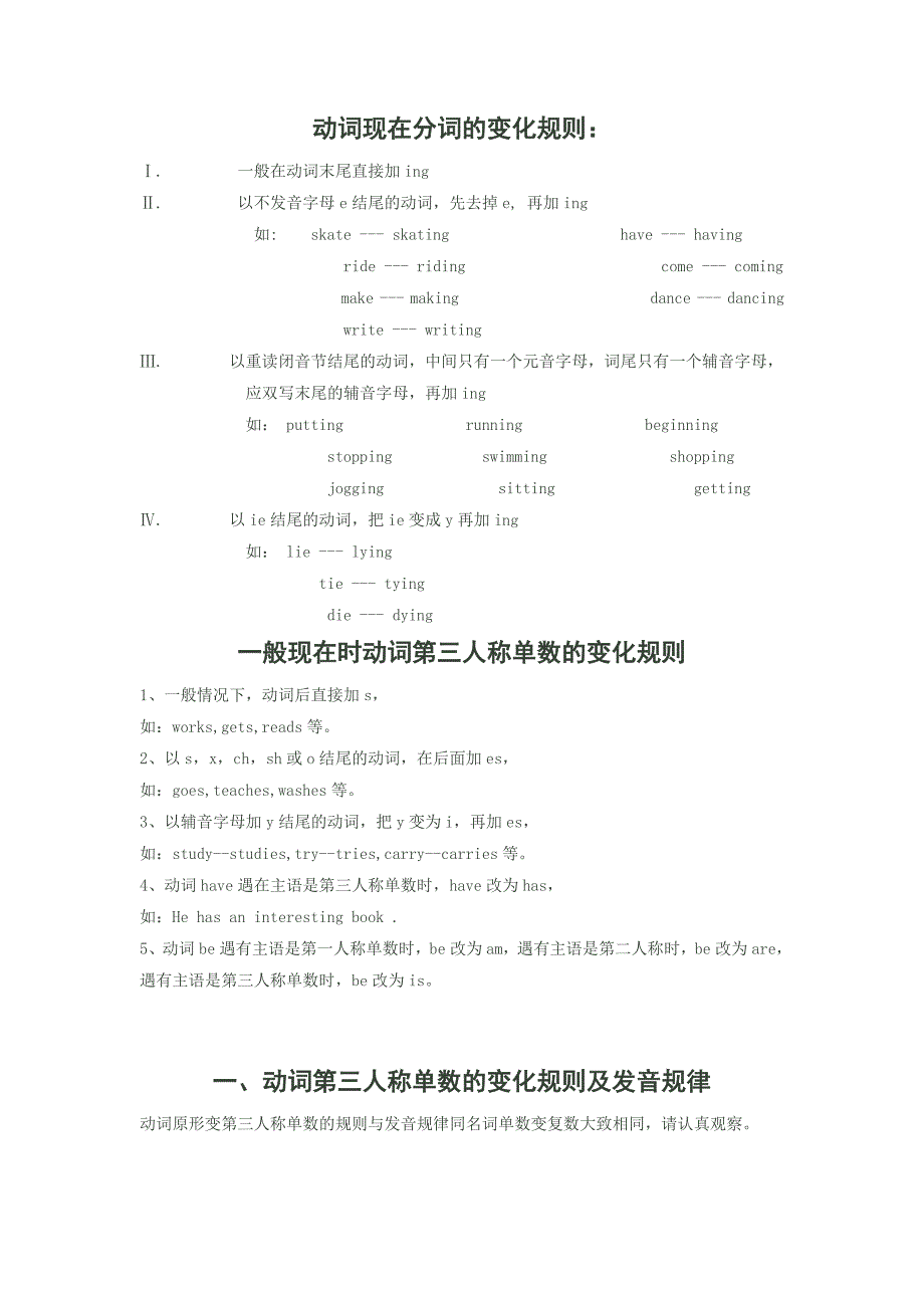 动词现在分词的变化规则资料_第1页