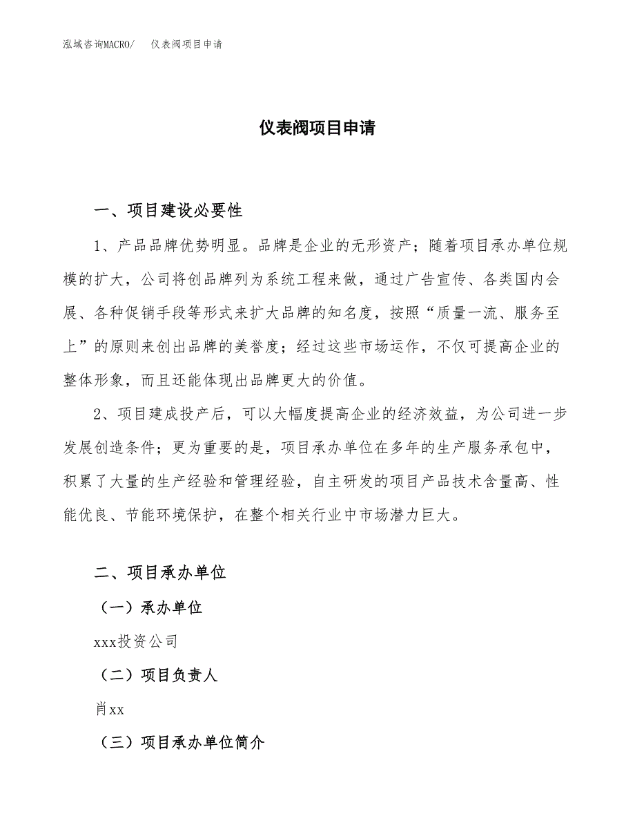 仪表阀项目申请（40亩）_第1页