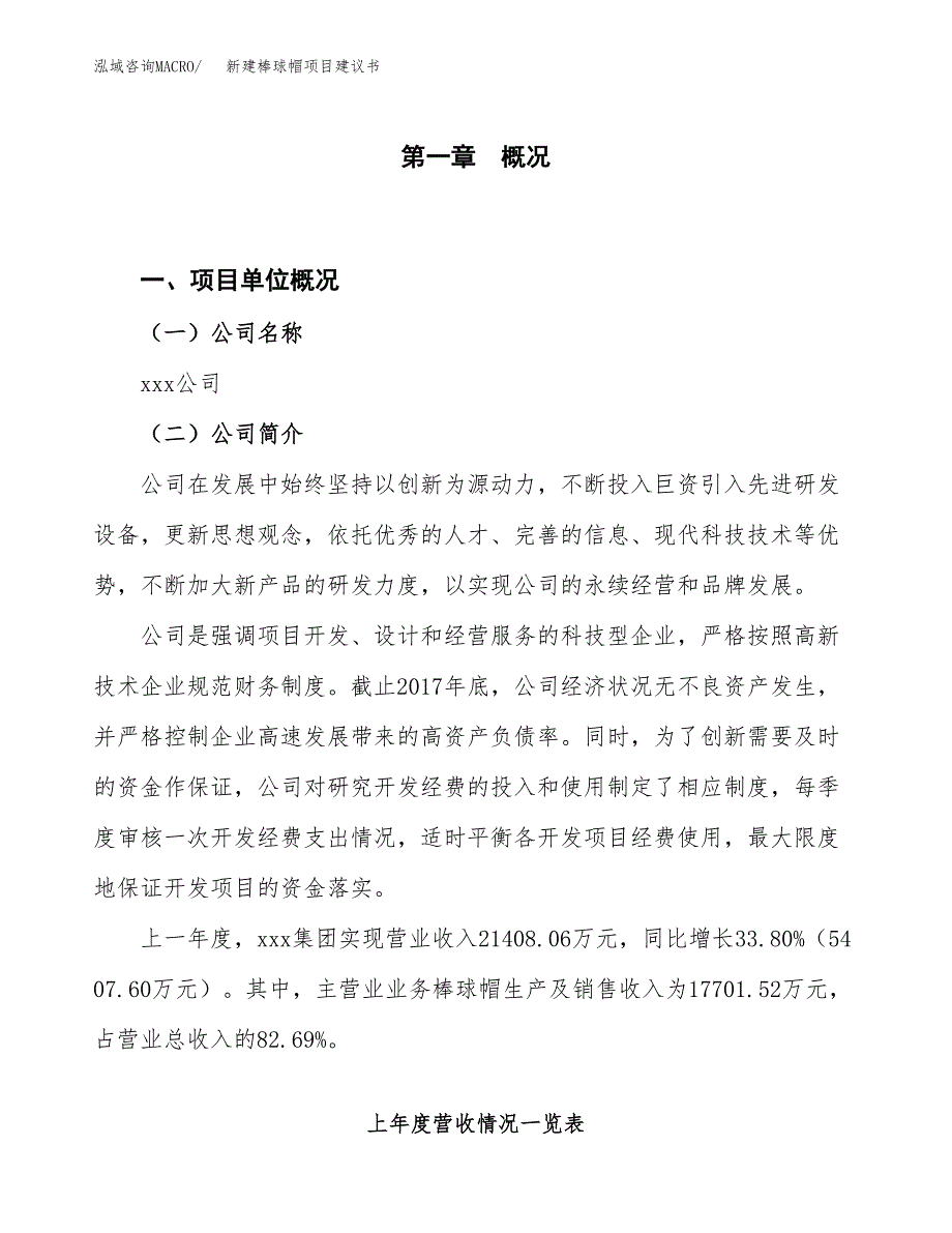 新建棒球帽项目建议书（总投资18000万元）_第1页