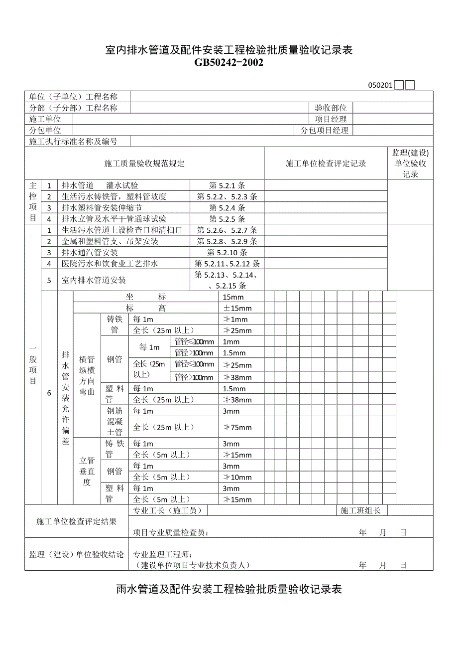 给排水及采暖分部资料表格_第4页