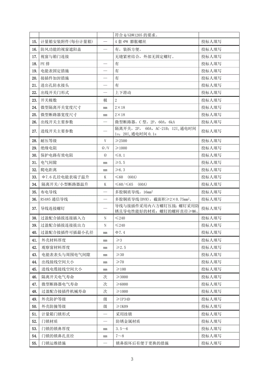 低压计量箱(非金属)技术规范专用部分_第3页