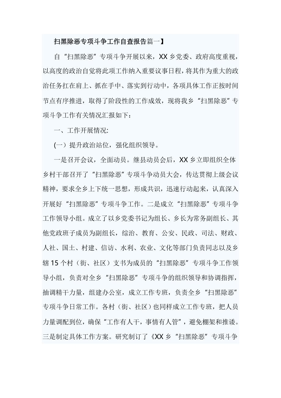 扫黑除恶专项斗争工作自查报告篇一_第1页