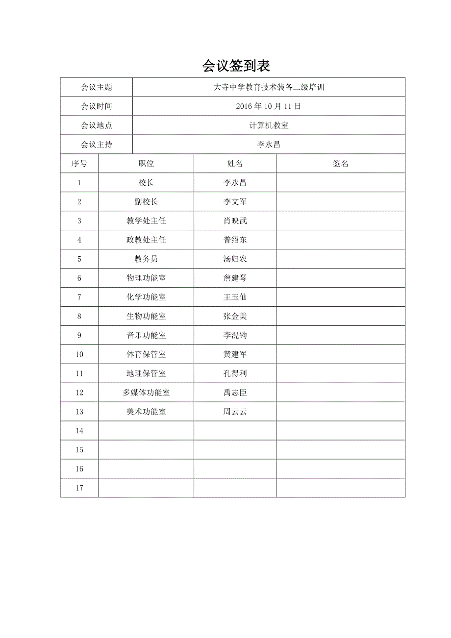 会议签到表1_第1页