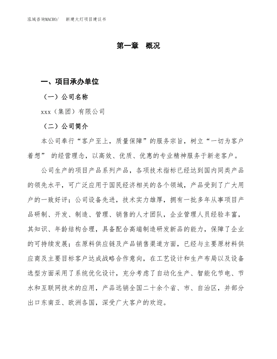 新建大灯项目建议书（总投资19000万元）_第1页