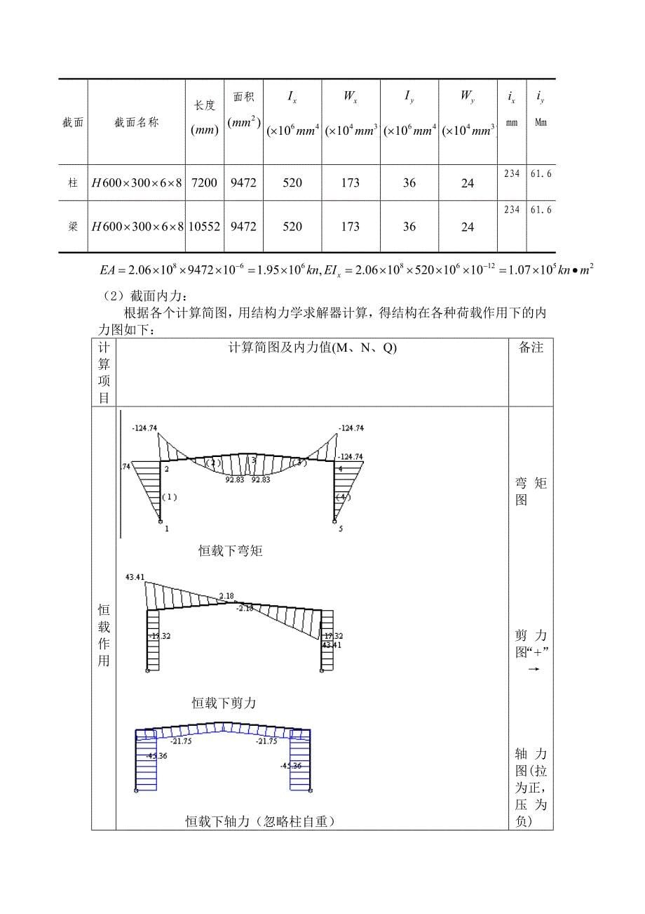 钢结构课程设计计算书(例子)_第5页