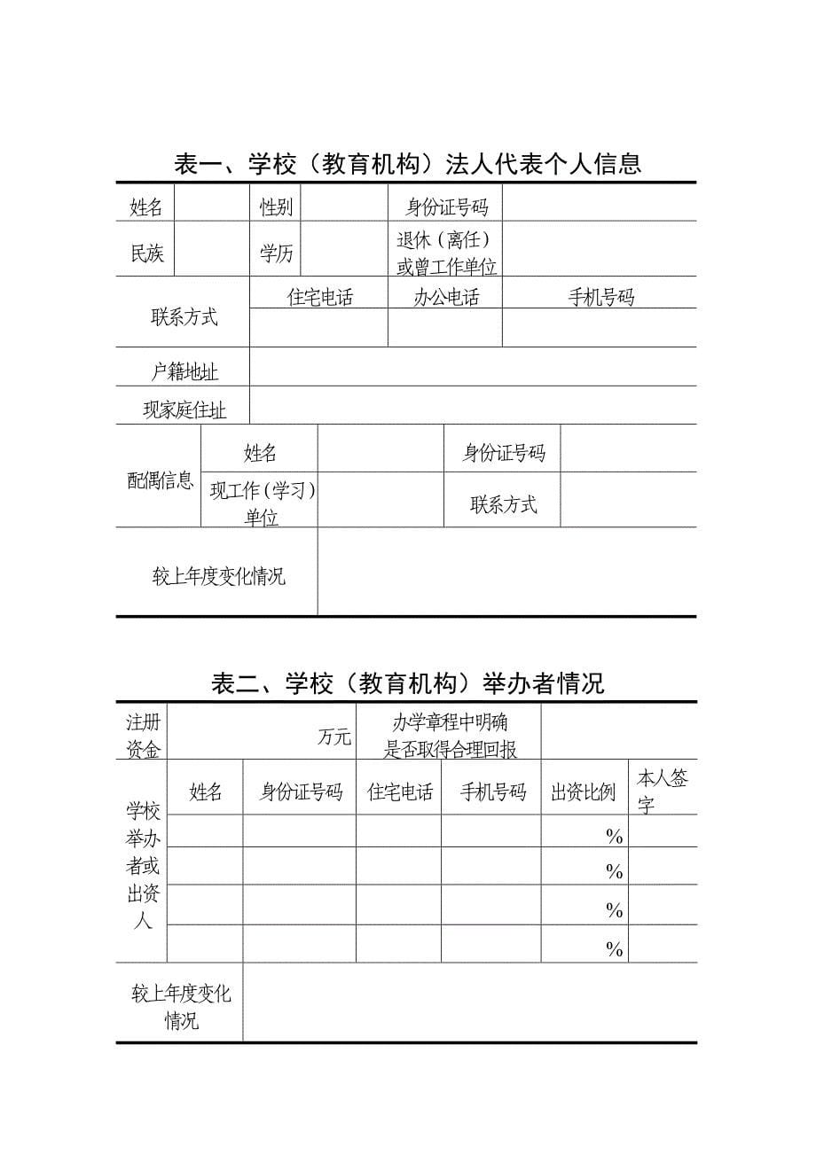 内蒙古自治区民办学校教育机构20年办学情况登记表_第5页