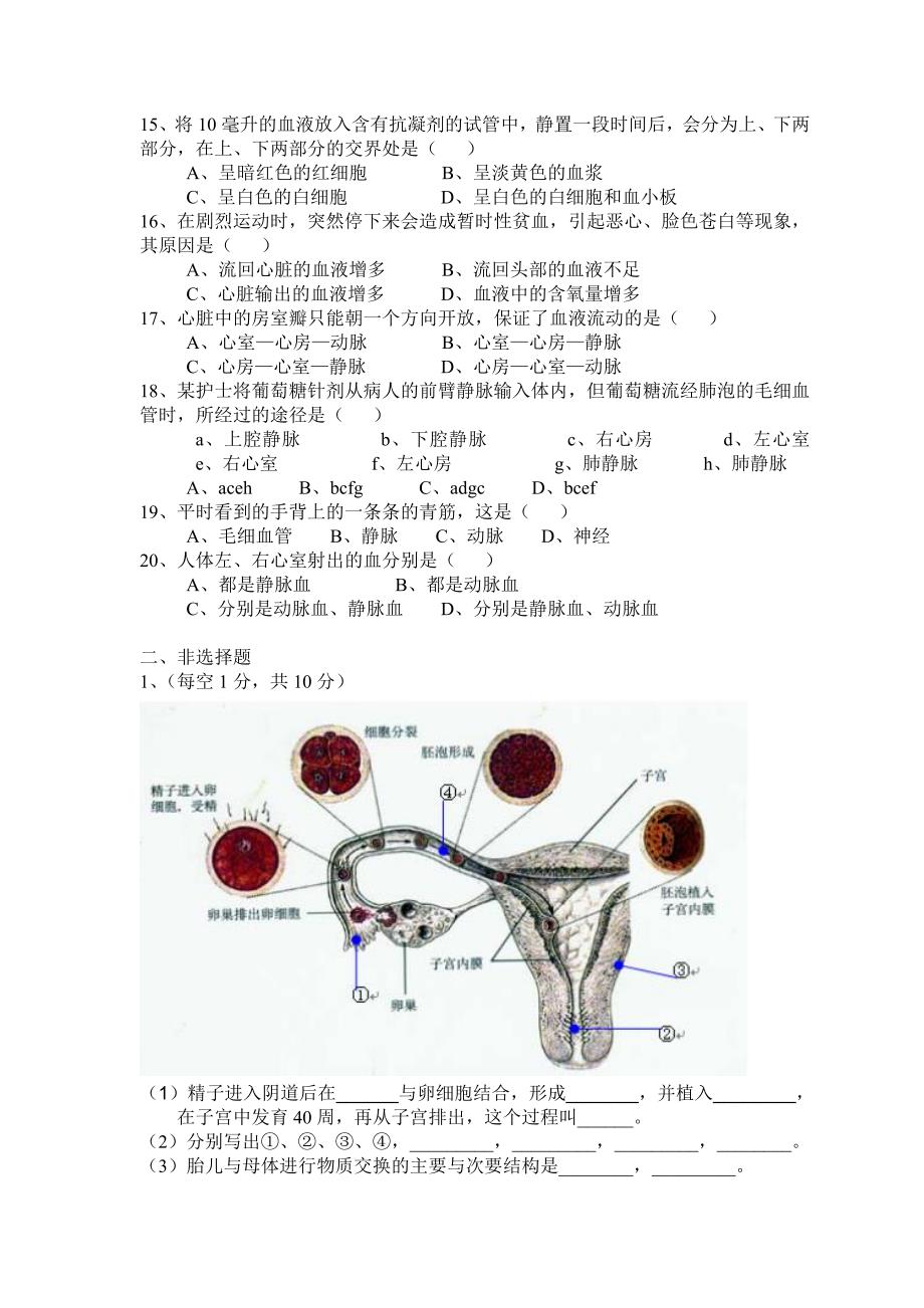 初一下册生物模拟卷_第2页