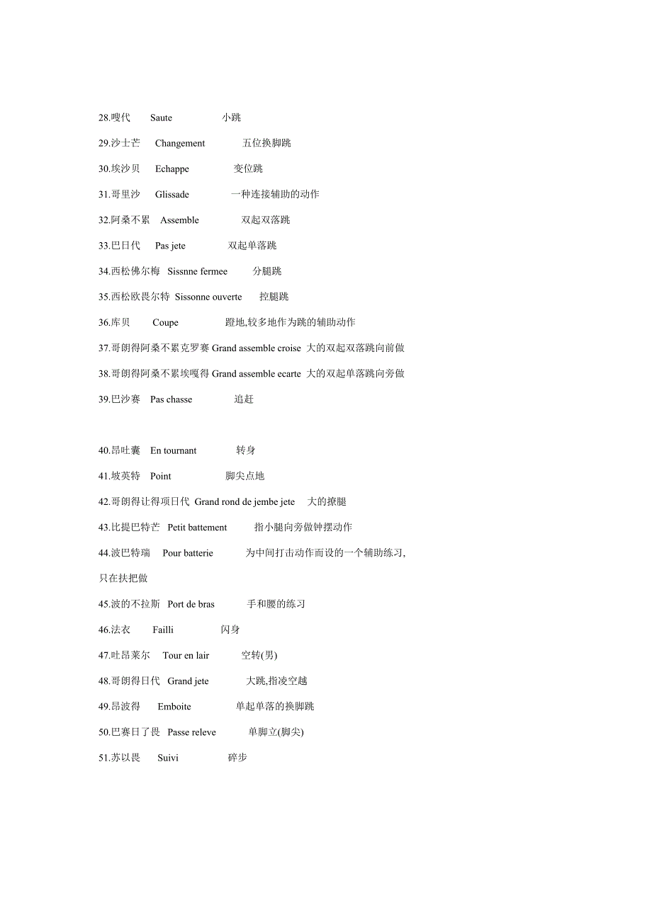 芭蕾舞形体训练中英文名称术语_第2页