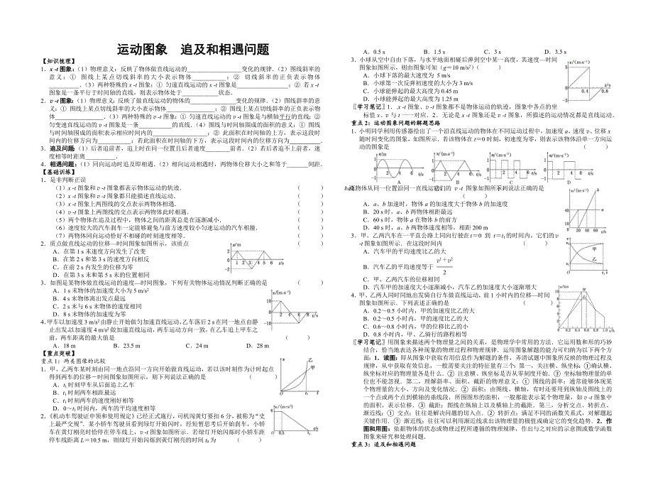 04-运动图象-追及和相遇问题_第1页