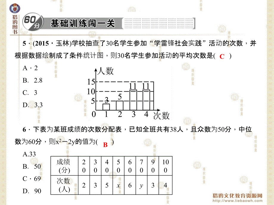 第20章数据的整理与初步处理综合训练20.1～20.3章节_第4页