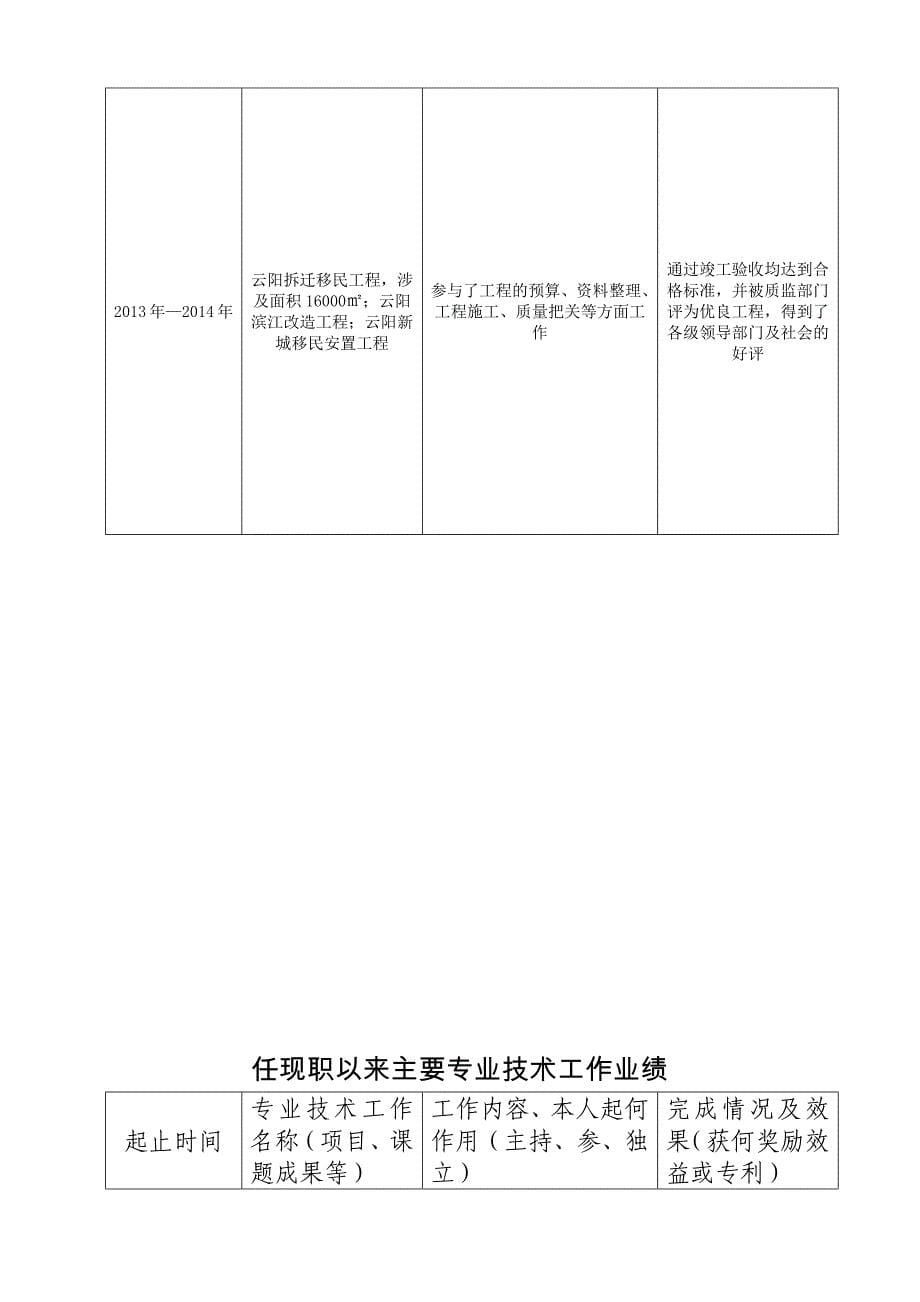 (模板)重庆市专业技术资格申报评审表_第5页