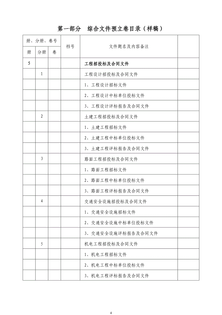 公路工程项目文件材料归档预立卷(DOC)_第4页