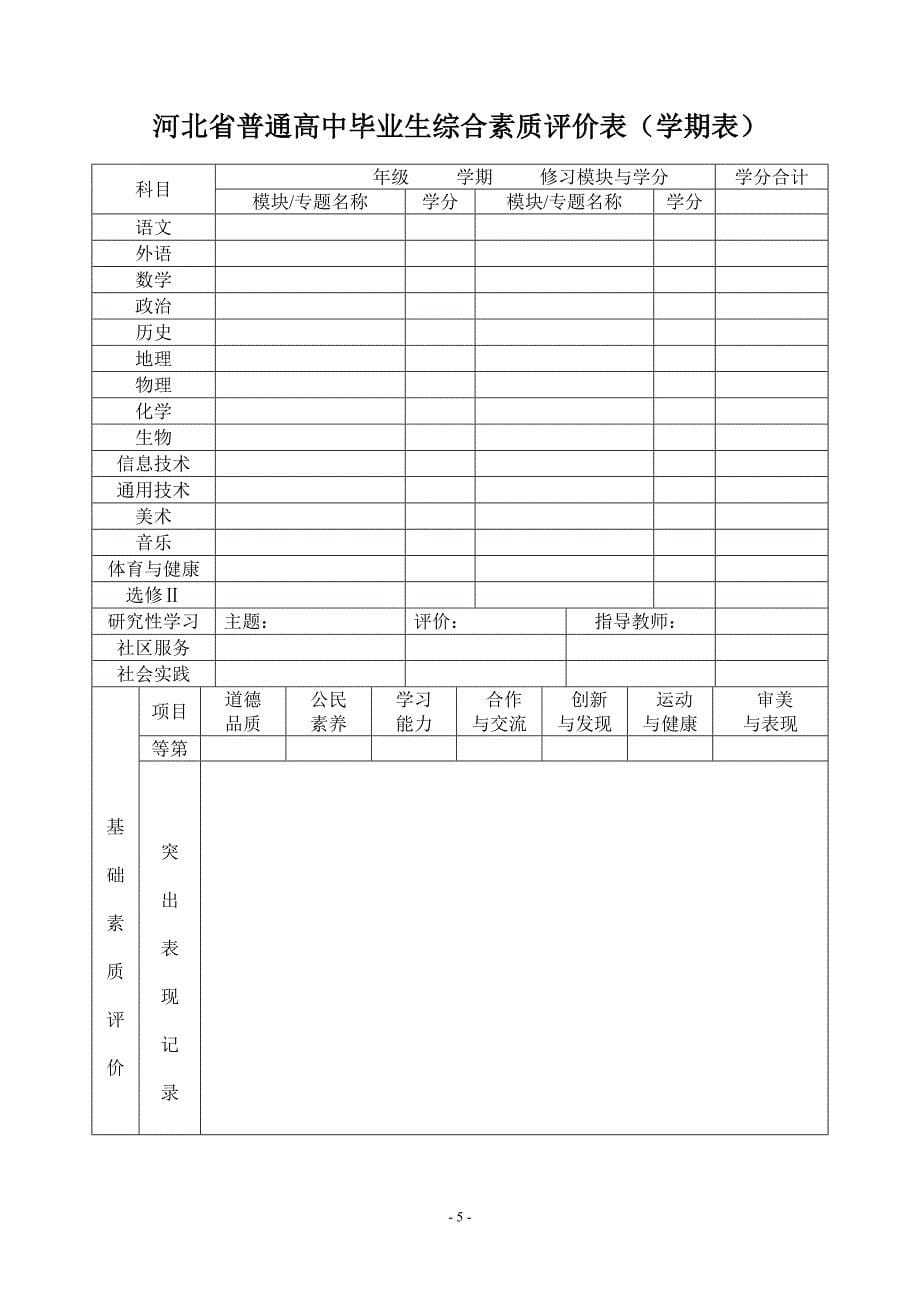 湖北普通高中学生学籍档案_第5页