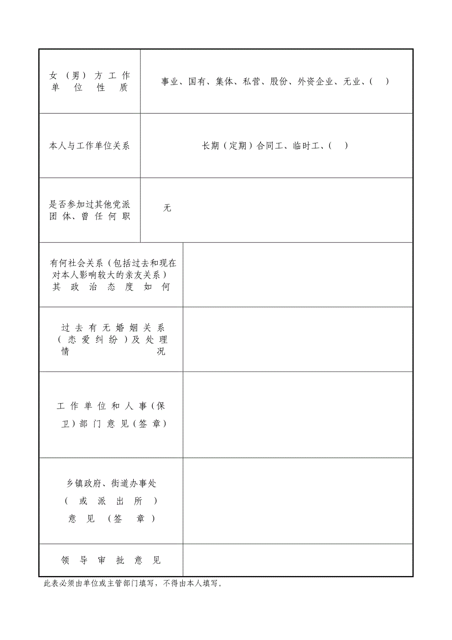 结婚函调报告表(手写)_第2页