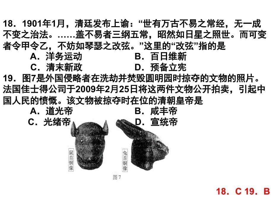 旧人教重庆市2006-2009年文综历史高考试题荟萃幻灯片_第5页