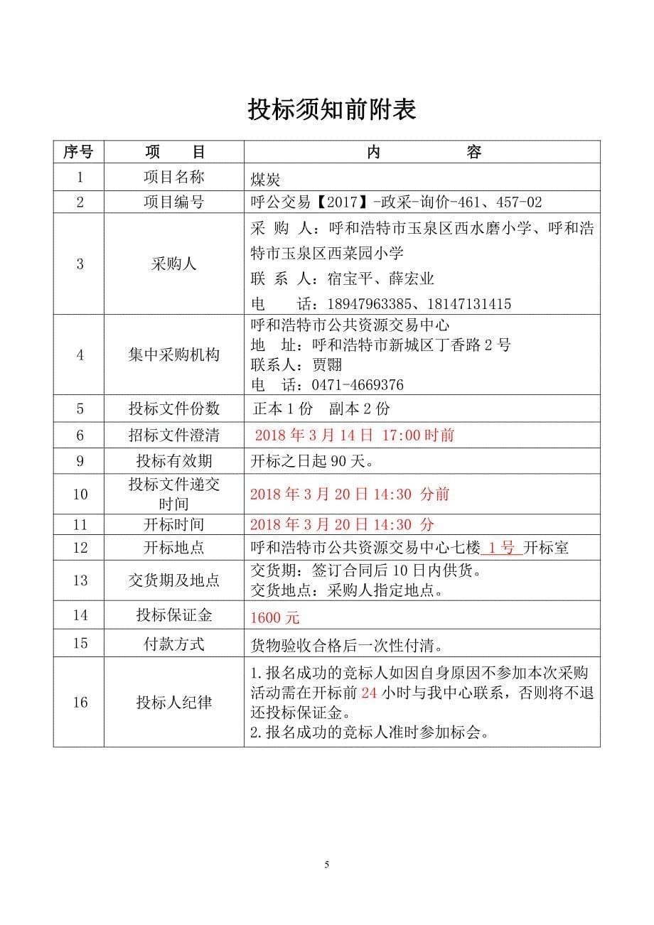 XXX市玉泉区西水磨小学、XXX市玉泉区西菜园小学煤炭招标文件_第5页