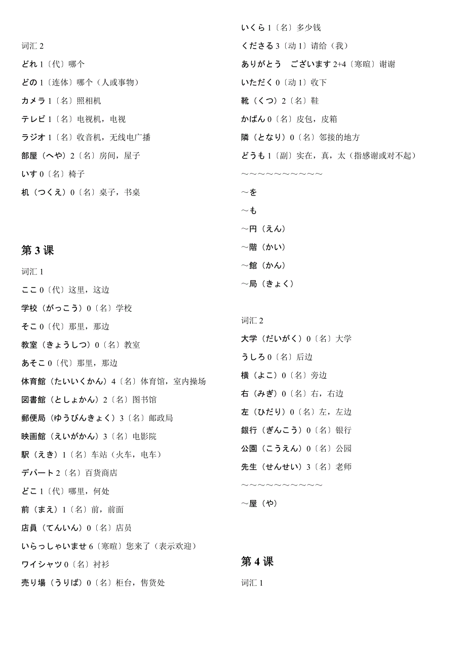 旧版《标准日本语》初级单词(全)_第2页
