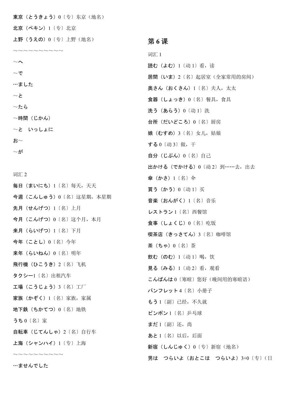 旧版《标准日本语》初级单词(全)_第4页