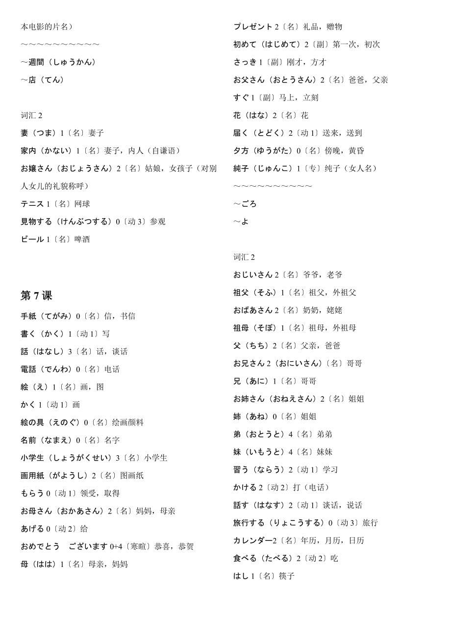 旧版《标准日本语》初级单词(全)_第5页