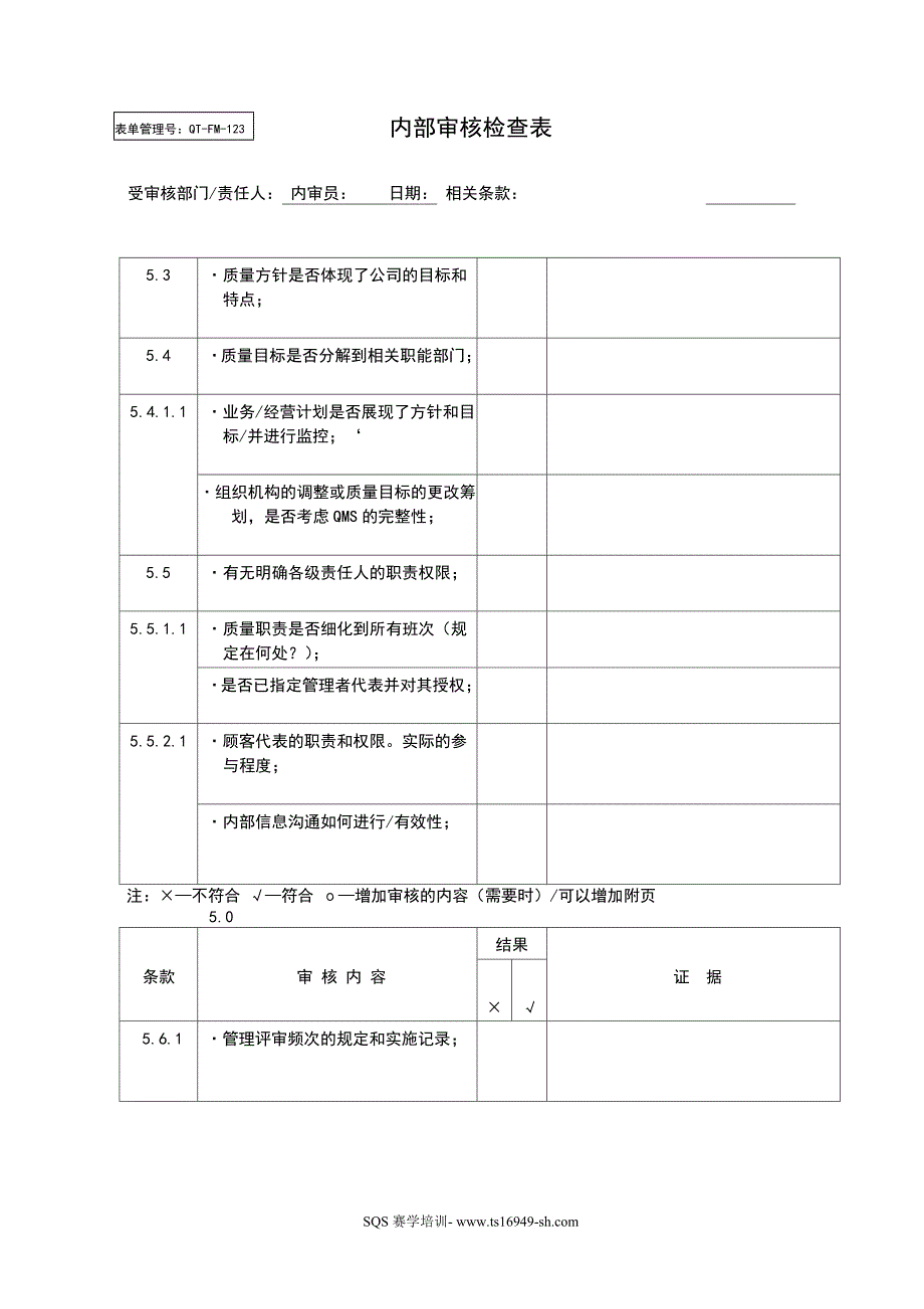 某公司内部审核检查表_第4页