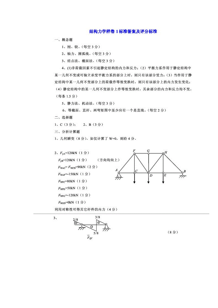 合肥工业大学结构力学样卷1及答案_第3页