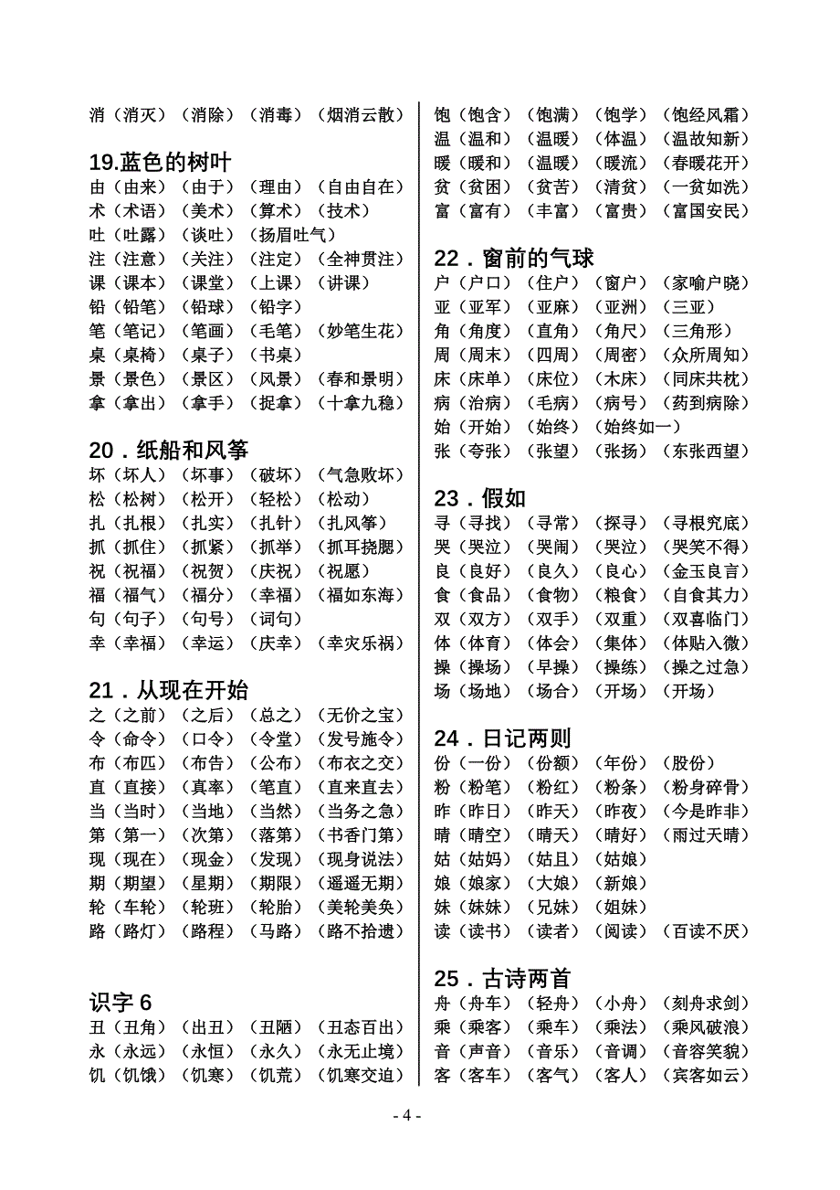 人教版二年级语文上册会写的字扩词_第4页