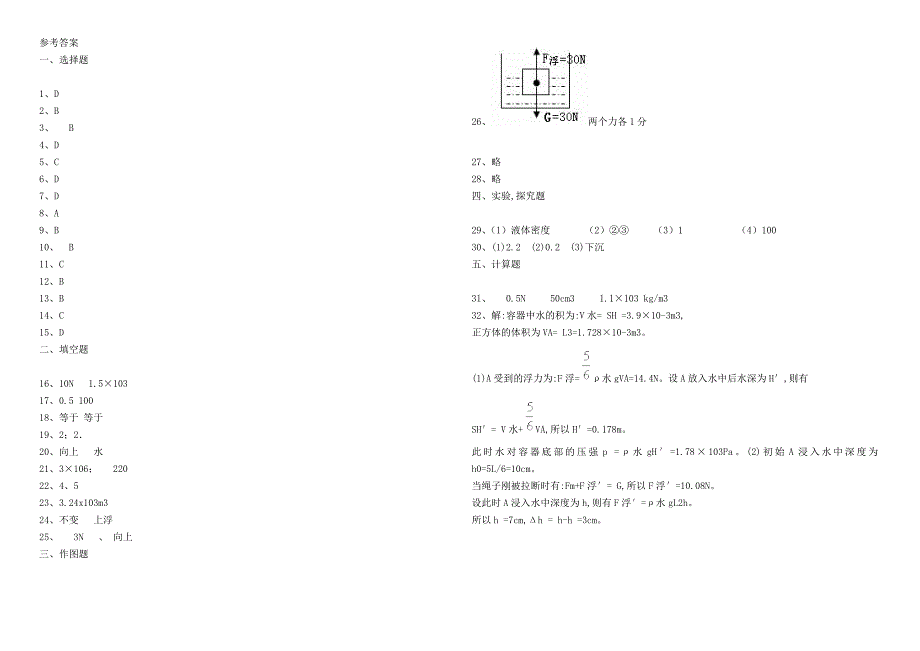 八年级物理浮力测试题_第3页