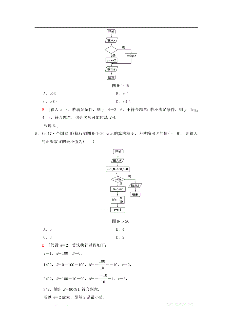 2019年高考数学一轮复习学案+训练+课件： 课时分层训练58 算法与算法框图 _第3页