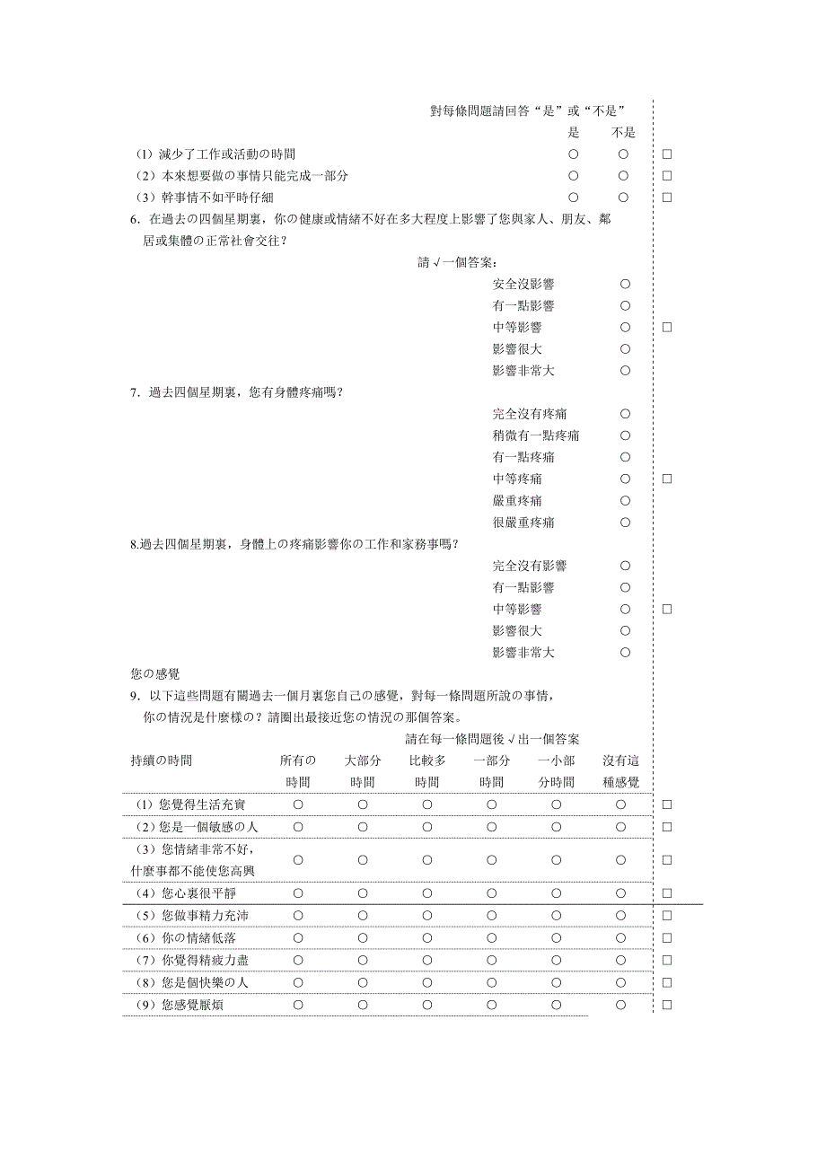 健康状况调查问卷SF36_第2页