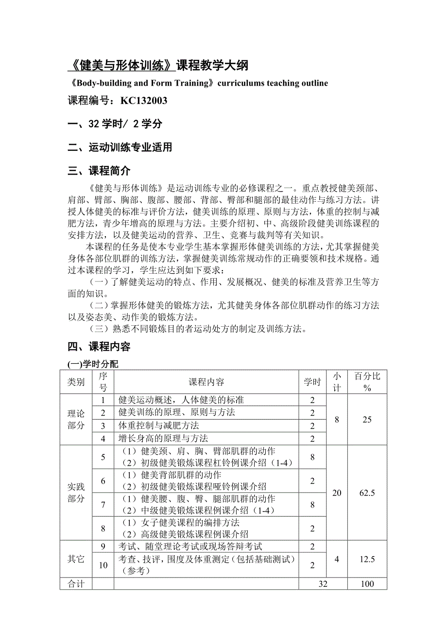 健美与形体训练课程教学大纲_第1页