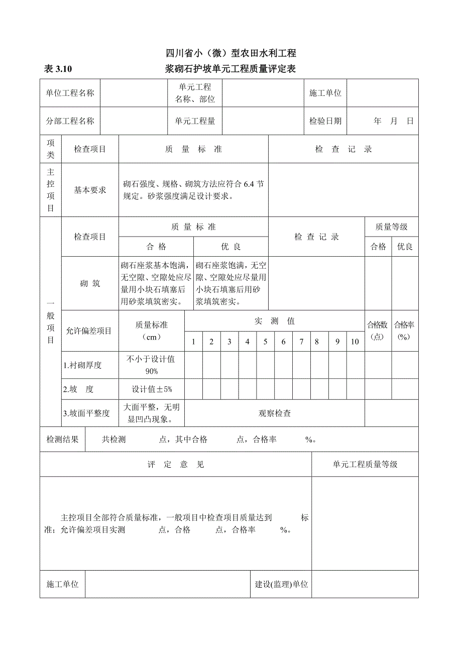 小(微)型农田水利工程施工质量检验与评定规程(单元专用表格).._第2页