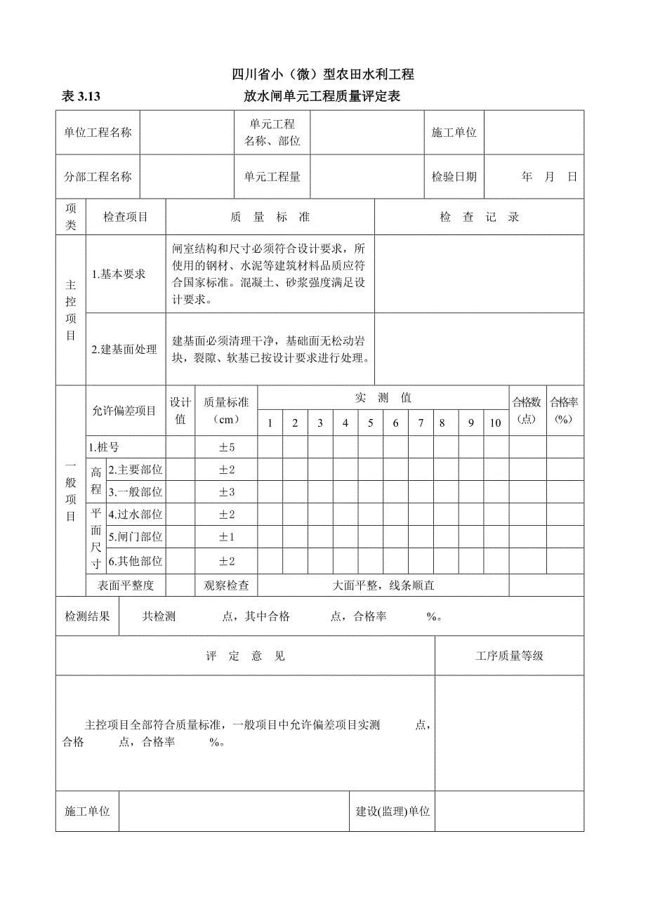 小(微)型农田水利工程施工质量检验与评定规程(单元专用表格).._第5页