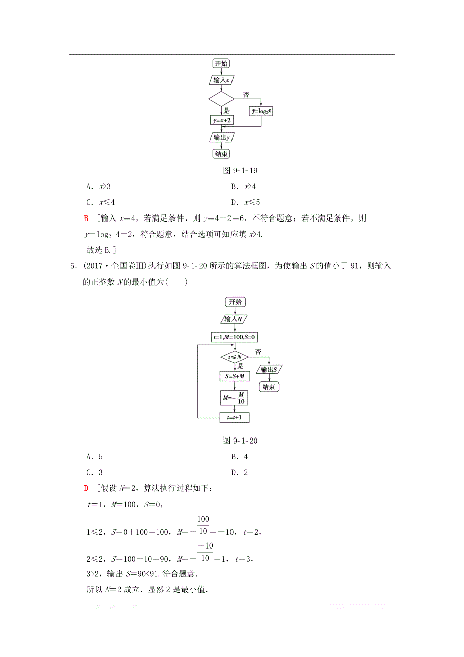 2019年高考数学一轮复习学案+训练+课件： 课时分层训练58 算法与算法框图 _第3页