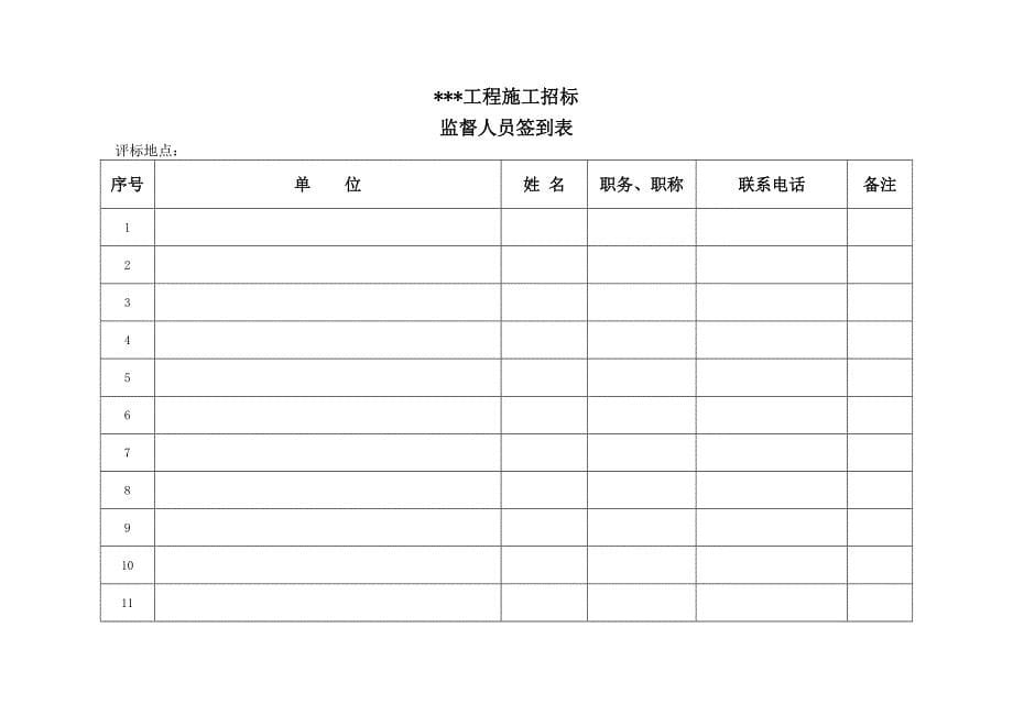 最低评标价法-施工用招标开标记录表_第5页