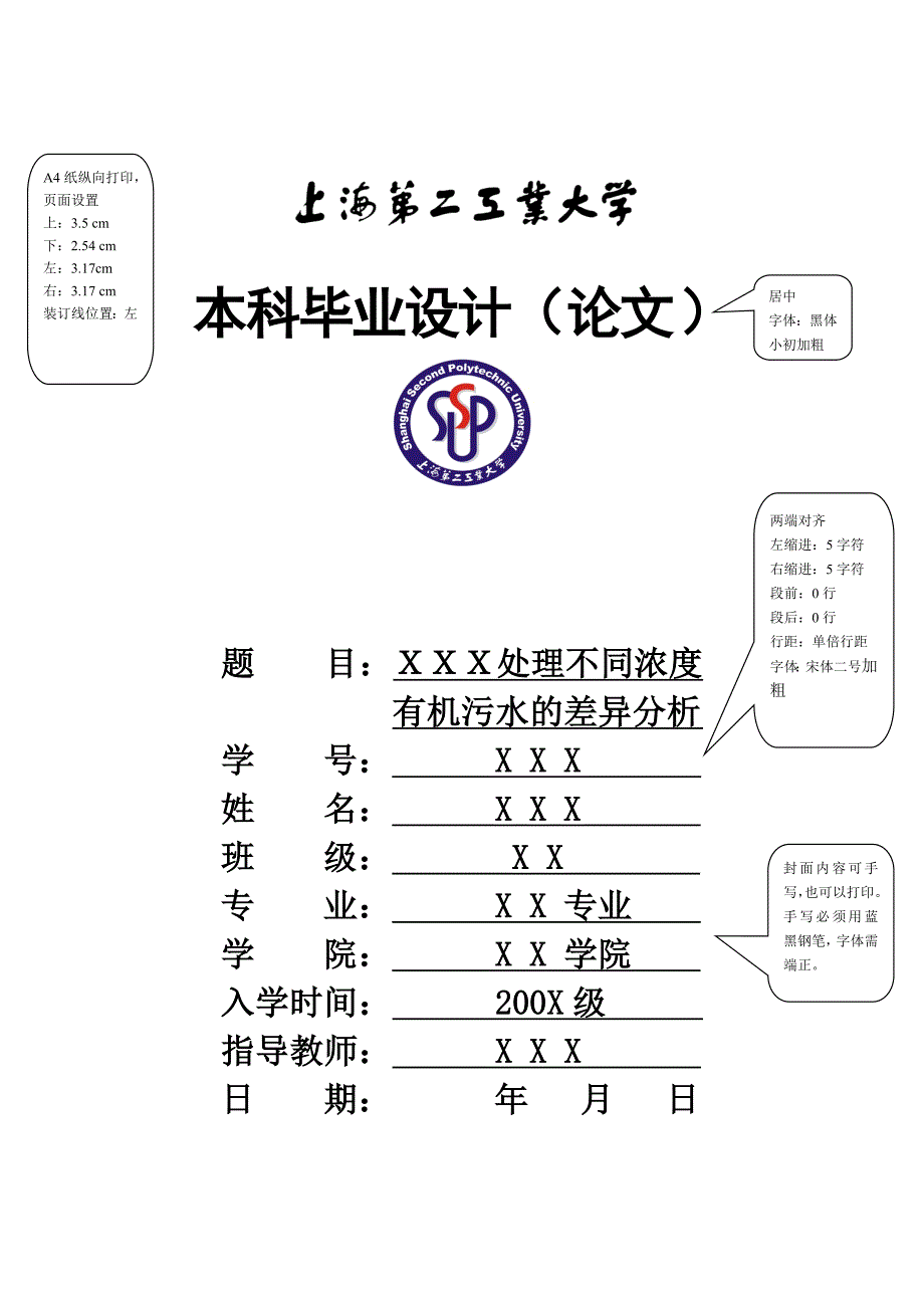 上海第二工业大学毕业论文模板_第1页