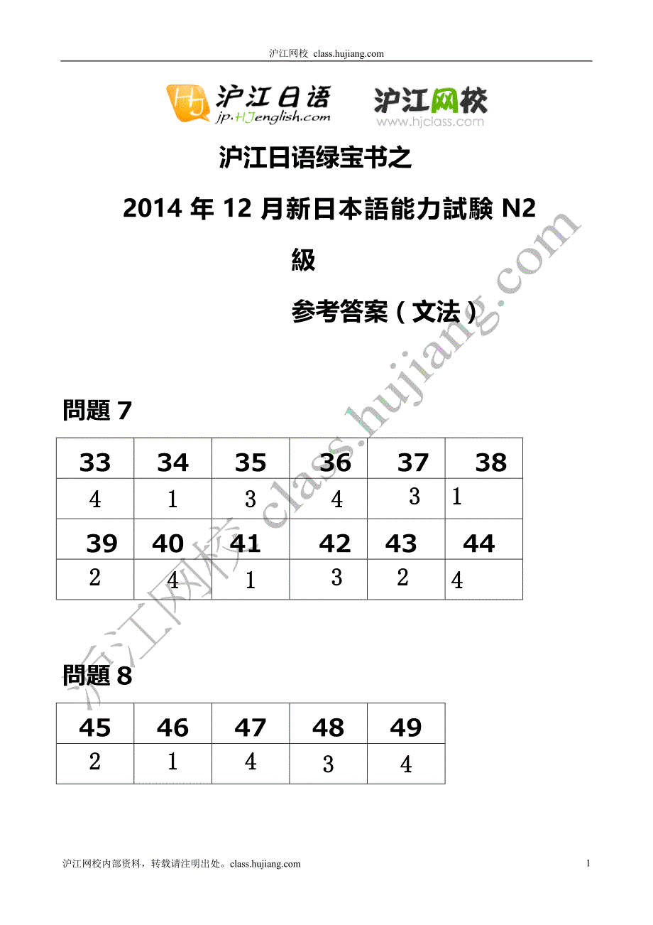 2014年12月n2考试参考答案_第1页