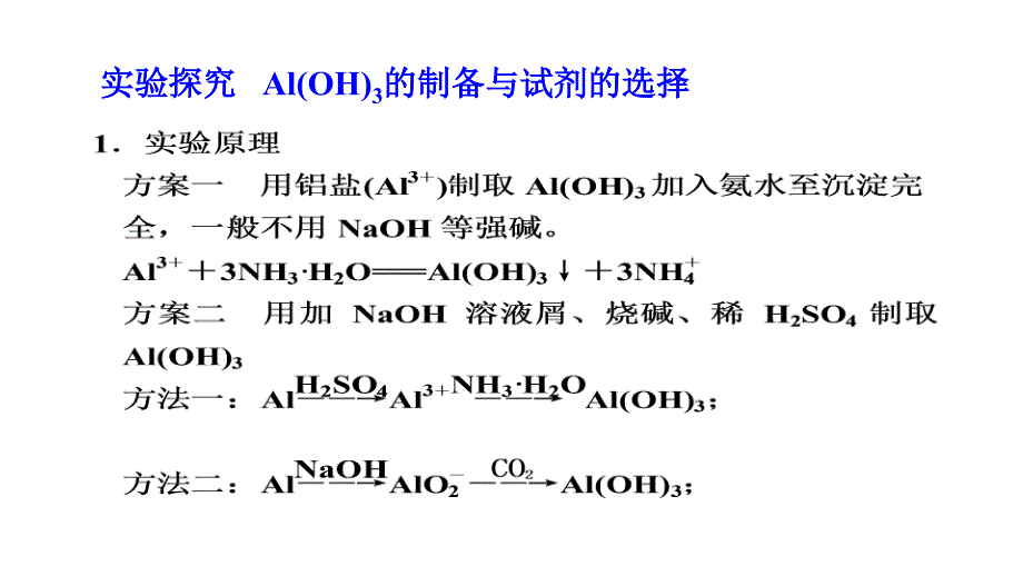 2011年高三高考化学实验探究的复习811单元实验探究AlOH3的制备与1节_第1页