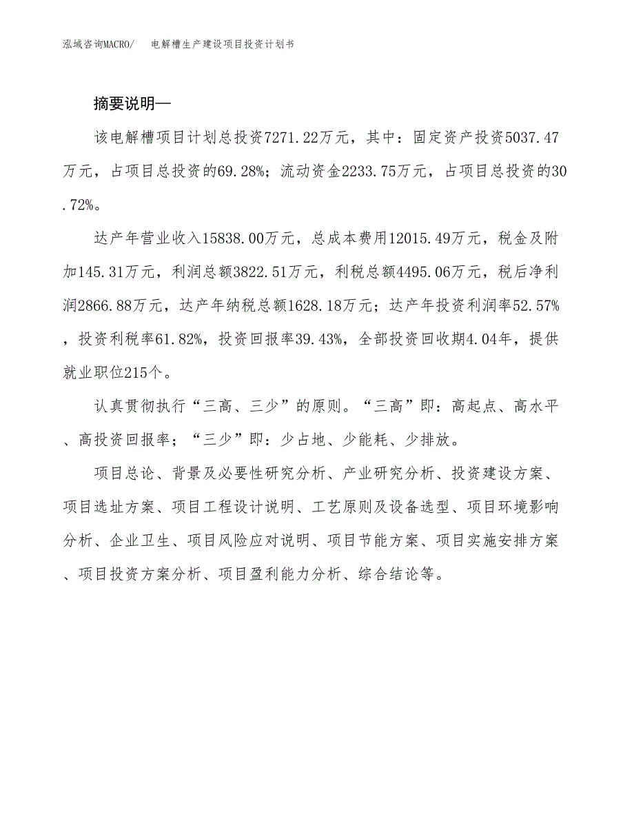 （模板）电解槽生产建设项目投资计划书_第2页