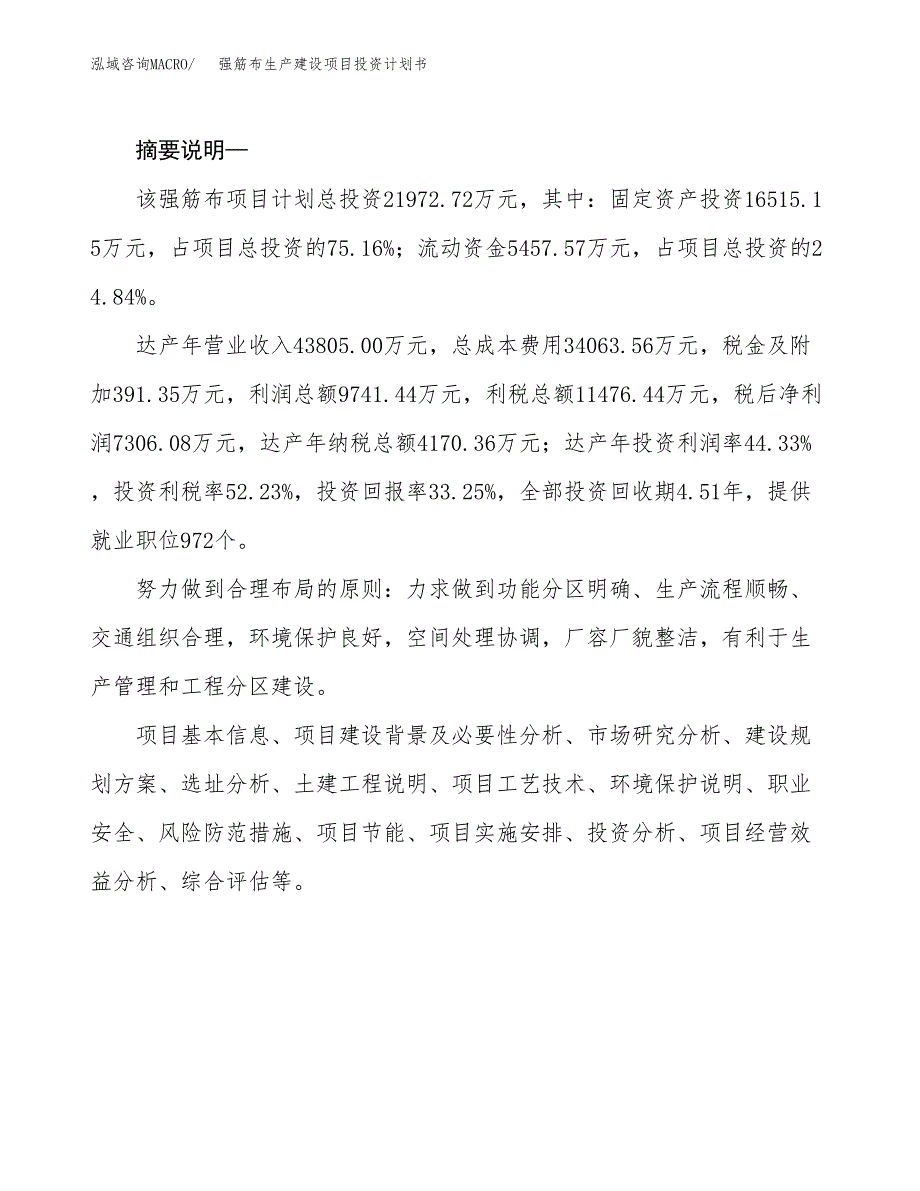 （实用模版）强筋布生产建设项目投资计划书_第2页