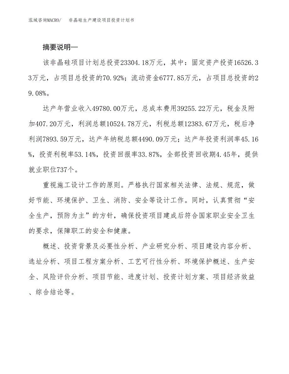 （模板）非晶硅生产建设项目投资计划书_第2页