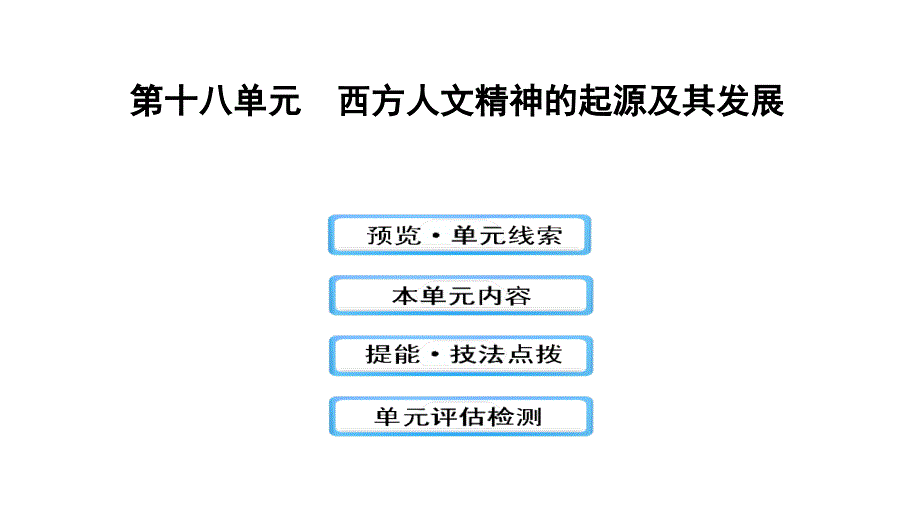 2013届高三高考历史人教版一轮复习教程18单元西方人文精神的起课件_第1页