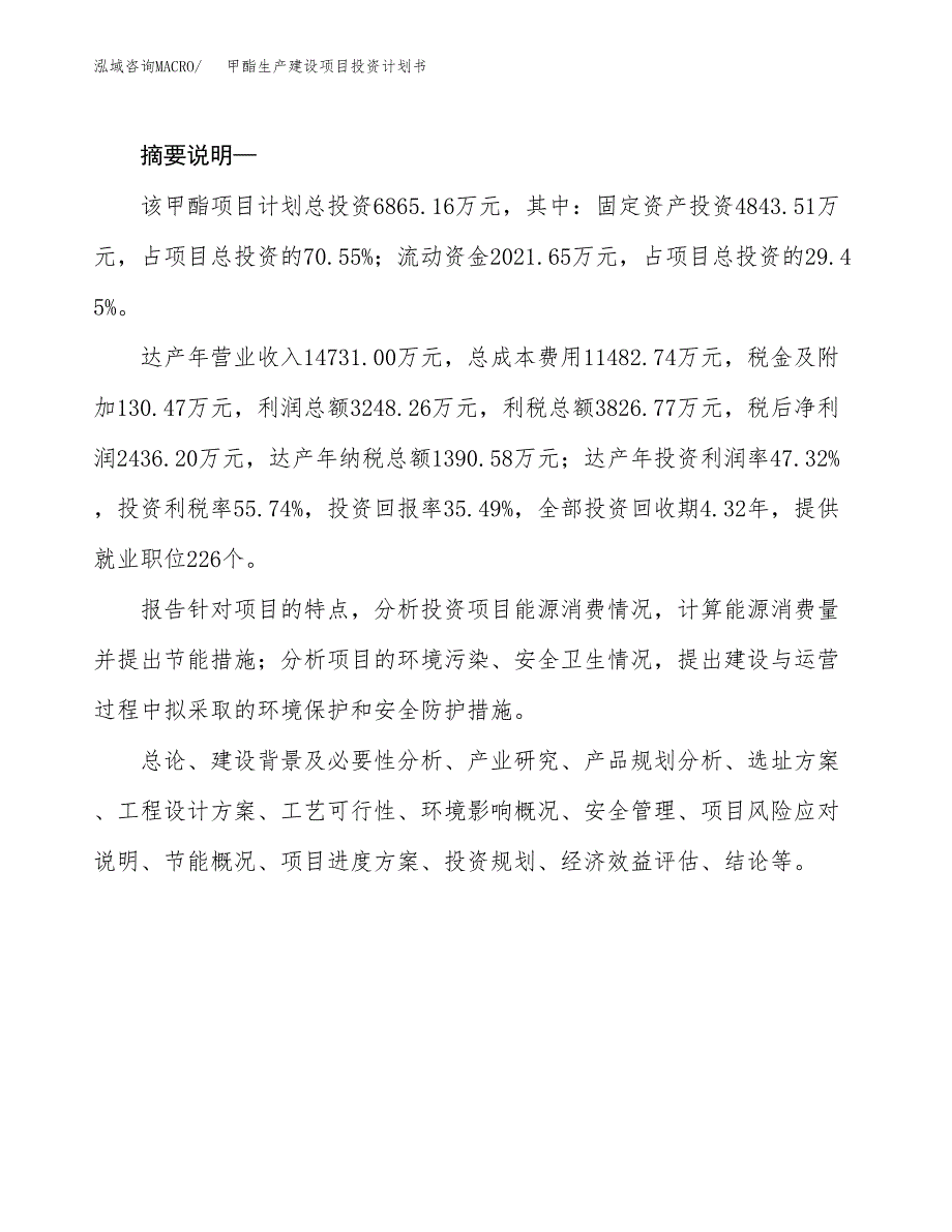 （实用模版）甲酯生产建设项目投资计划书_第2页