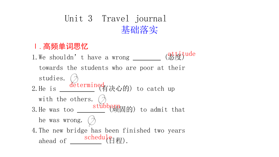 2011年高三高考一轮复习新人教版英语梳理教程必修1Unit3节知识点_第1页