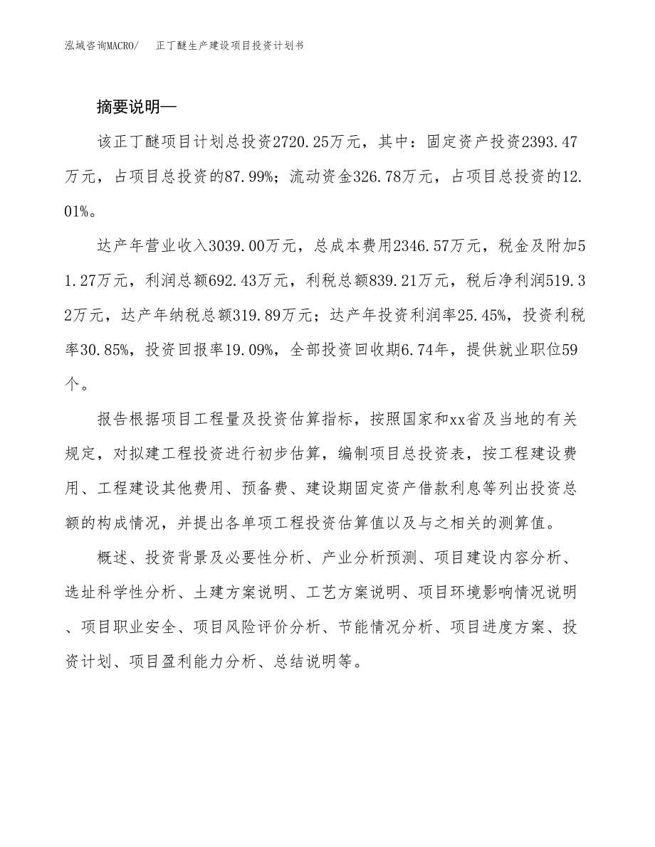 （实用模版）正丁醚生产建设项目投资计划书_第2页