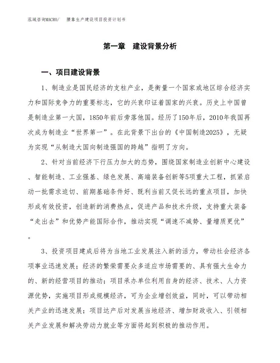 （模板）腰靠生产建设项目投资计划书_第3页