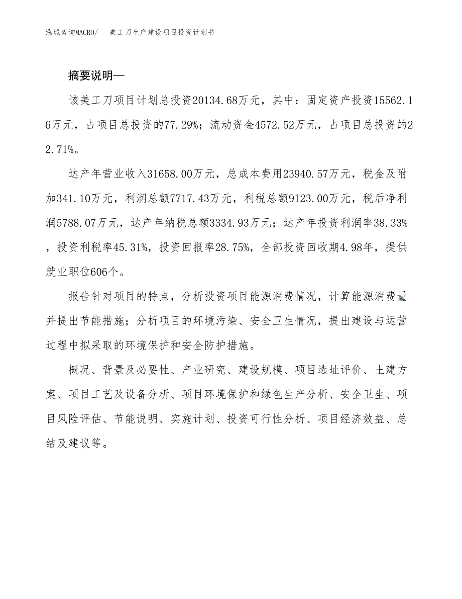 （实用模版）美工刀生产建设项目投资计划书_第2页