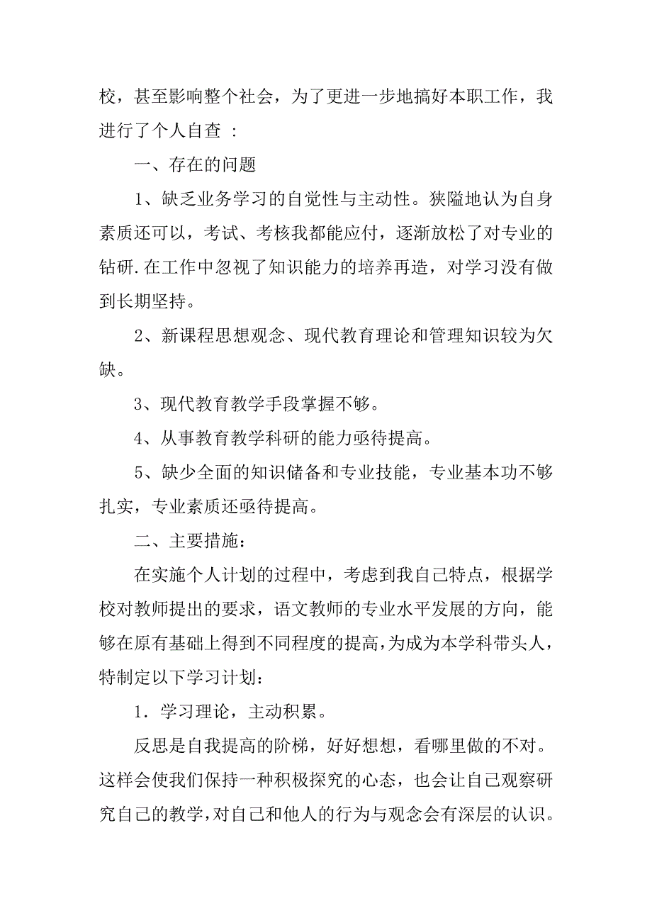 农村小学英语教师专业发展规划自查报告.doc_第3页