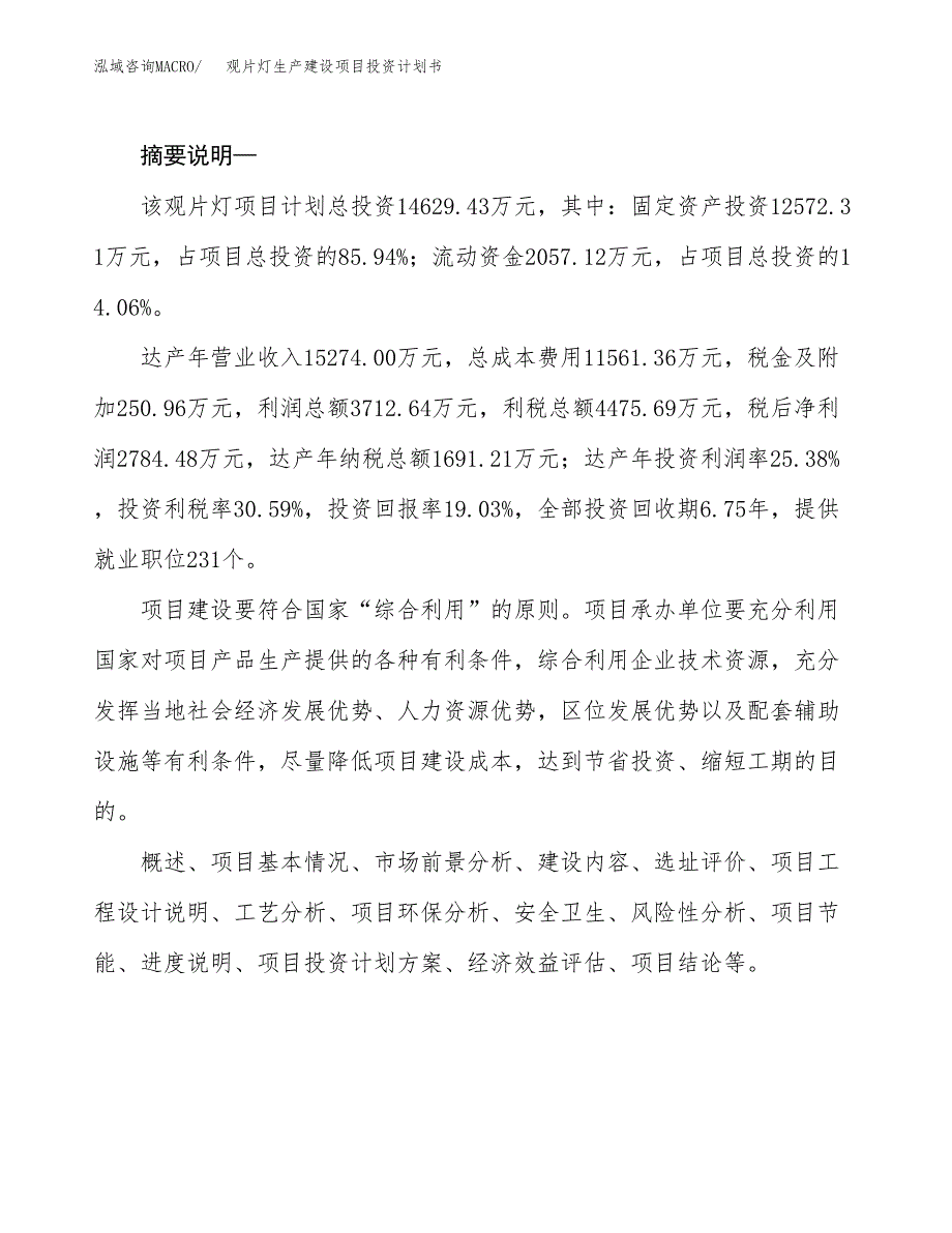 （实用模版）观片灯生产建设项目投资计划书_第2页